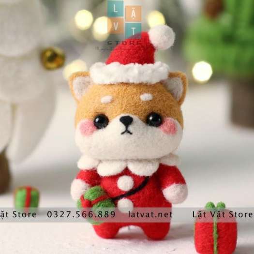 Bộ len chọc làm quà Giáng Sinh đơn giản - Có hướng dẫn và video - Needle felting Christmas Gift