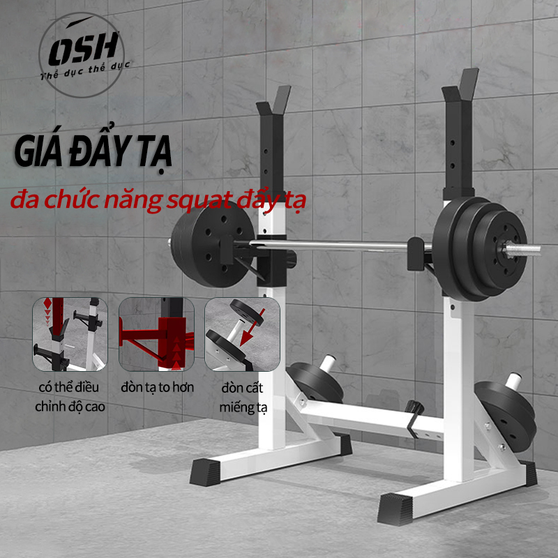 [HCM]Giá tập tạ có thể điều chỉnh hộ gia đình Giá ngồi xổm đơn giản Giá đỡ cây tạ Giá đỡ Squat Giá đỡ ngồi xổm ở trạm đa chức năng với giàn tạ Giá ngồi xổm nam nữ