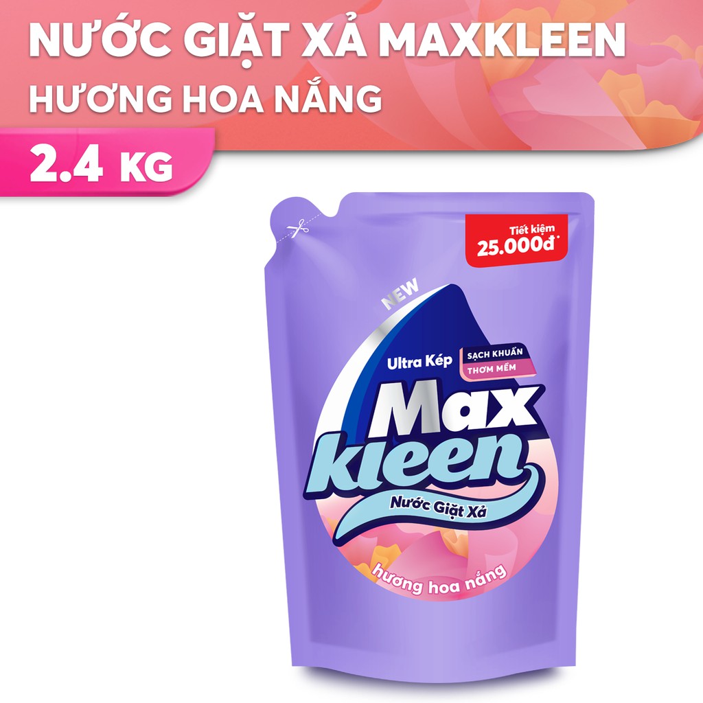 Nước giặt xả max kleen 2,4kg đủ hương