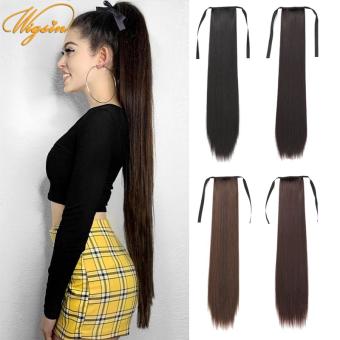 Thẳng Dài Nhân Tạo 45Cm/60Cm/75Cm/85Cm Đồ Mở Rộng Tóc Đuôi Ngựa Tóc Màu Nâu Đen Cho Nữ