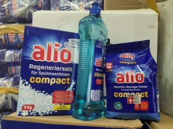 combo Bột rửa bát Alio 1.8kg + Muối rửa bát Alio +Nước làm bóng Alio 1 lít dùng cho máy rửa bát chén