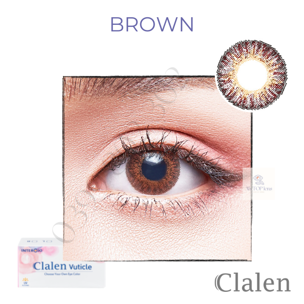 Kính áp tròng màu nâu Brown 1 tháng Clalen Vuticle chống tia cực tím được sản xuất theo công nghệ Đức cho đôi mắt tự nhiên