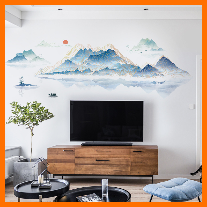 Decal dán tường núi non size to mẫu hàn quốc trang trí nhà cửa