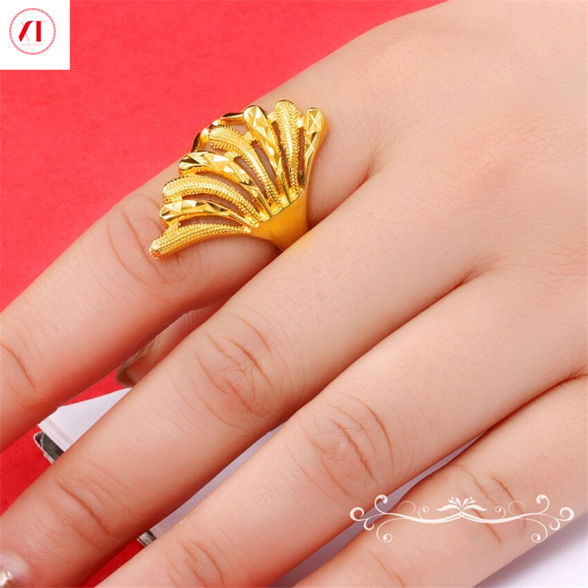 Xt đồ trang sức, nhẫn hàn quốc 24k nhẫn nữ hoa đuôi phượng hoàng mạ vàng