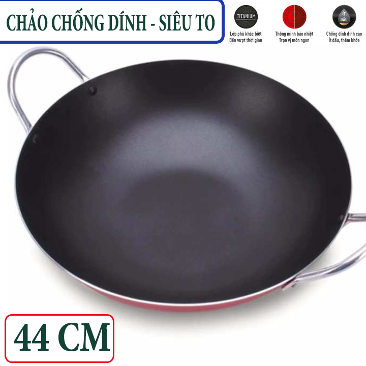 [CHẢO SIZE BỰ 44 CM_PL] [SIÊU TO KHỦNG LỒ -44cm] Chảo chống dính 2 quai sâu lòng Kyofa-44cm - Hàng Việt Nam sơn tĩnh điện chịu nhiệt tốt