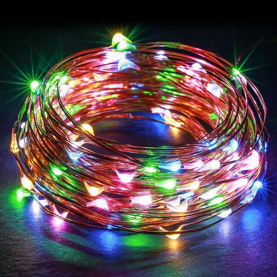 Dây 10 Mét 100 Bóng Đèn Led Xài Cổng Sạc USB Dây Đèn Đom Đóm Fairy Light Không Chớp Decor Trang Trí Tiệc Cắm Trại Đẹp