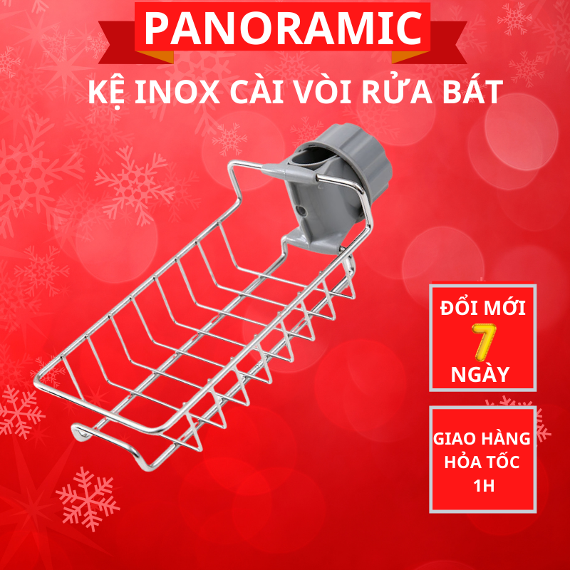 Kệ cài vòi rửa bát bằng INOX để khăn và rẻ rửa bát, xà phòng tiện lợi sạch sẽ