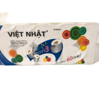Giấy vệ sinh việt nhật 10 cuộn 2 lớp không lõi có lõi