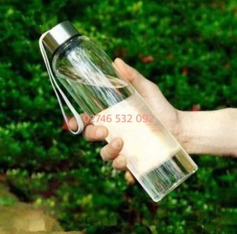 Chai Thủy Tinh Dày Nắp Dây 300ml - Đựng Detox Nước Trái Cây Mang Theo