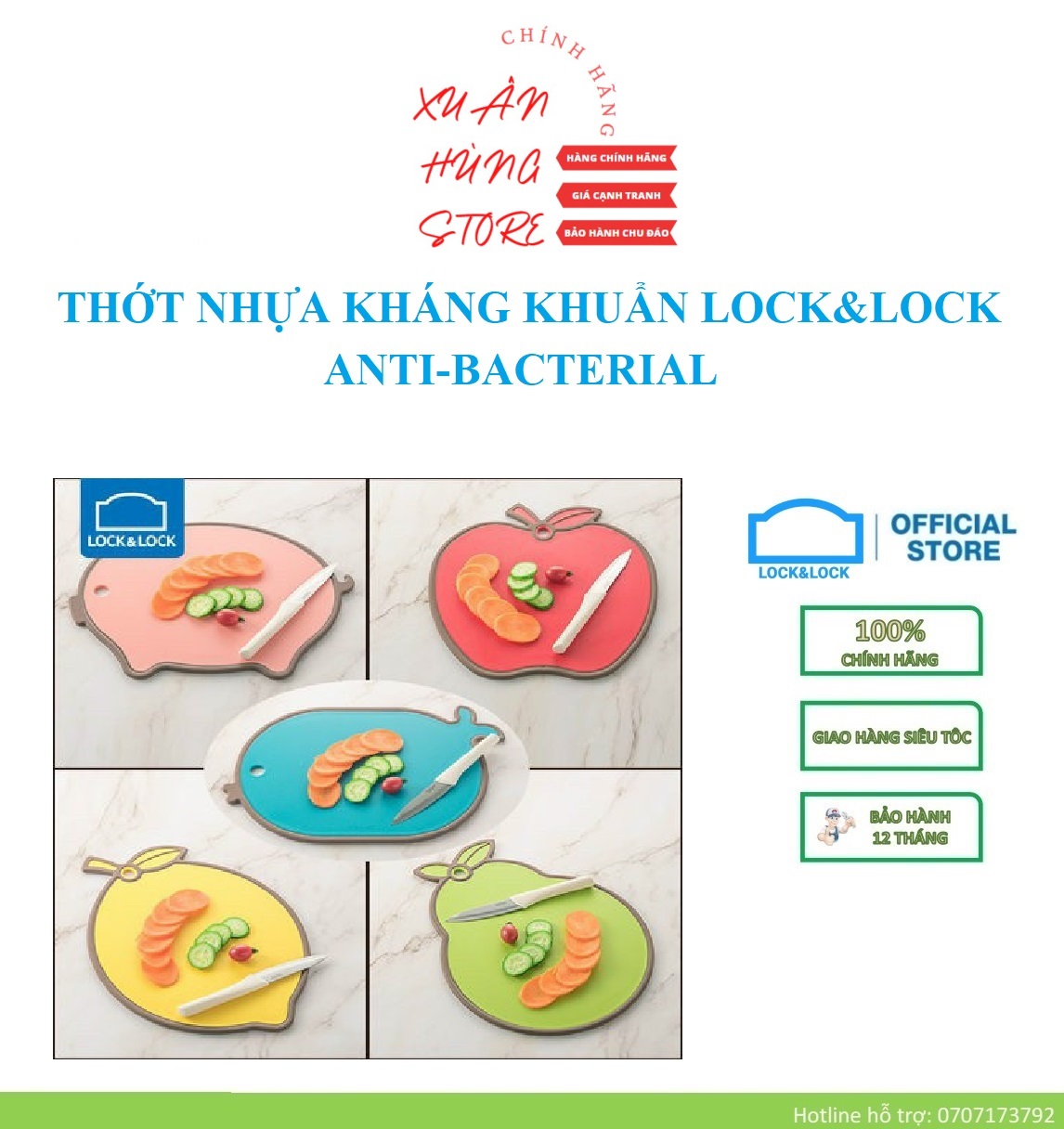 THỚT NHỰA KHÁNG KHUẨN LOCK&LOCK ANTI-BACTERIAL - HÀNG CHÍNH HÃNG, BỀ MẶT CHỐNG TRƯỢT VỚI VIỀN SILICON