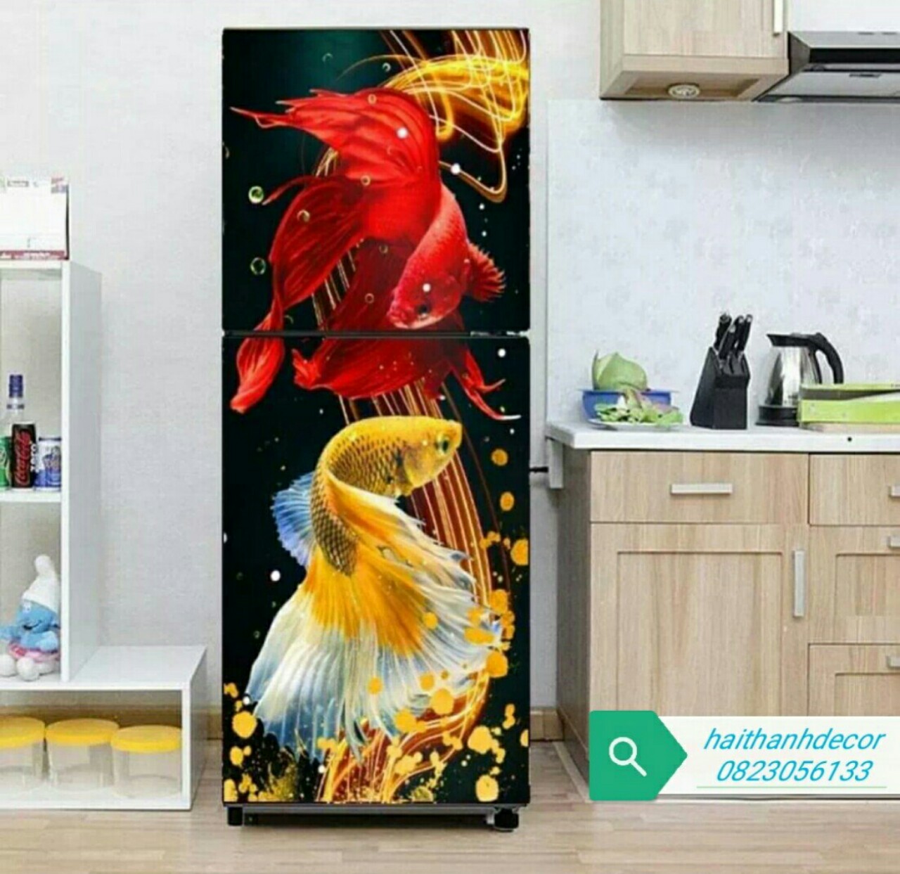 Rẻ Vô Địch - Tranh Dán Tủ Lạnh 3D - Decal tủ lạnh 3D - Miếng Dán Tủ Lạnh 3D - Mẫu Thiết Kế  Phủ Bóng