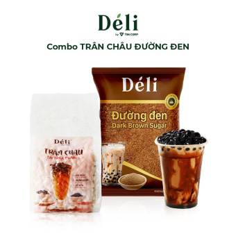 Trân châu caramel Déli 1KG+ Đường đen hạt Déli 1KG [ COMBO Nấu Trân Châu Đường Đen] - nguyên liệu sữa tươi trân châu đường đen, trà sữa trân châu đường đen