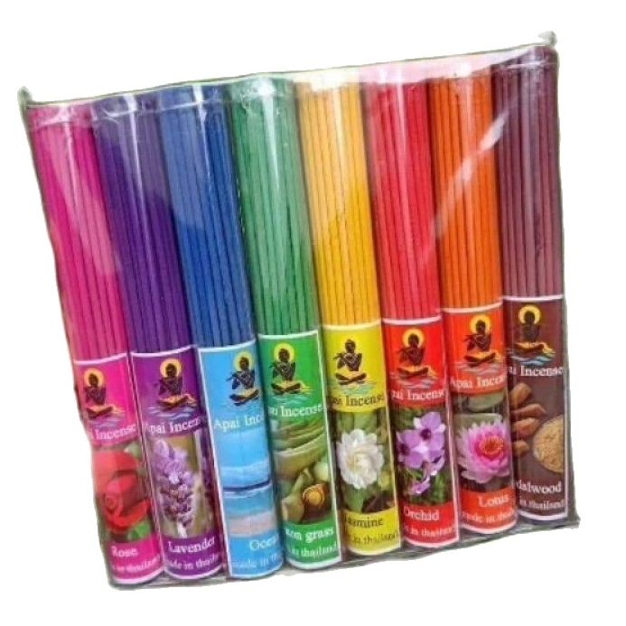 [ NHANG THẮP BÀN THỜ PHẬT, TỔ TIÊN] Combo 8 Bó Nhang ( mỗi bó 50 nén, dài 21cm) đốt Hương trầm 8 mùi tự nhiên Apai incense Thái Lan dài - hương hoa hồng, lài , quế, lavender... Cầu bình an gia chủ.- Có Lựa Chọn Combo 8 Bó/1 bó-