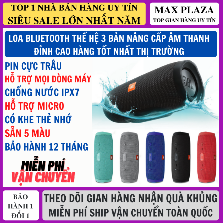 Loa bluetooth không dây bản thế hệ 3 âm thanh cực hay, có khe cắm thẻ nhớ, chống nước ipx7, pin trâu, hỗ trợ mọi dòng máy, loa bluetooth, loa bluetooth mini, loa không dây
