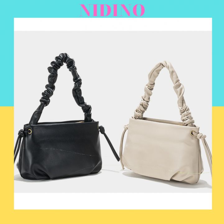 Túi kẹp nách nữ có dây đeo chéo túi xách nữ lonakeng da cực kì mềm ảnh thật ở cuối size 25 có màu đen và trắng TX222