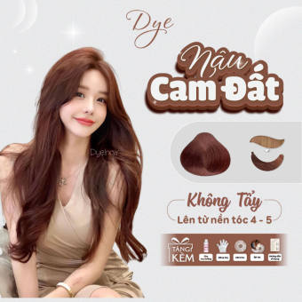 Thuốc nhuộm tóc, thuốc nhuộm tóc màu Nâu Cam Đất, DYE.HAIR, tặng kèm oxy trợ dưỡng và bao tay
