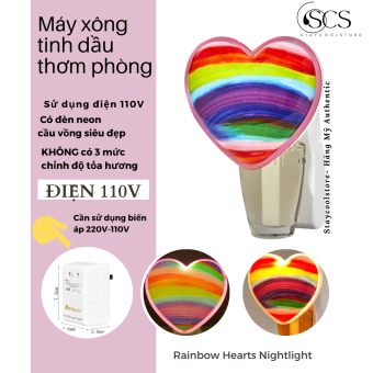 Máy xông tinh dầu thơm phòng Bath & Body Works Air Fragrance Wallflower Plug - Mẫu trái tim cầu vồng có đèn 110V nhập Mỹ