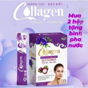 Collagen Zenpali Măng cụt Đậu biếc - Cốm uống đẹp da nguyên hộp 30 gói