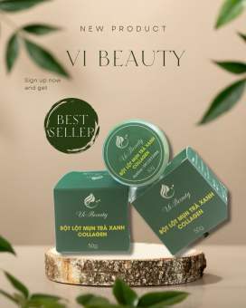 3 Lột mụn trà xanh collagen, lấy sạch mụn đầu đen, mụn  cám, tbc, sợi bả nhờn, làm sáng da,se khít lổ châ lông, hộp 50g