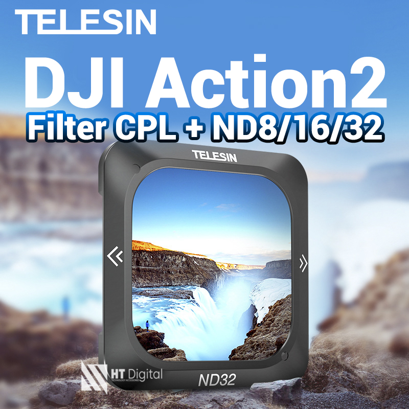 Kính lọc - filter telesin cpl và nd8/16/32 cho dji action 2, bảo vệ ống kính