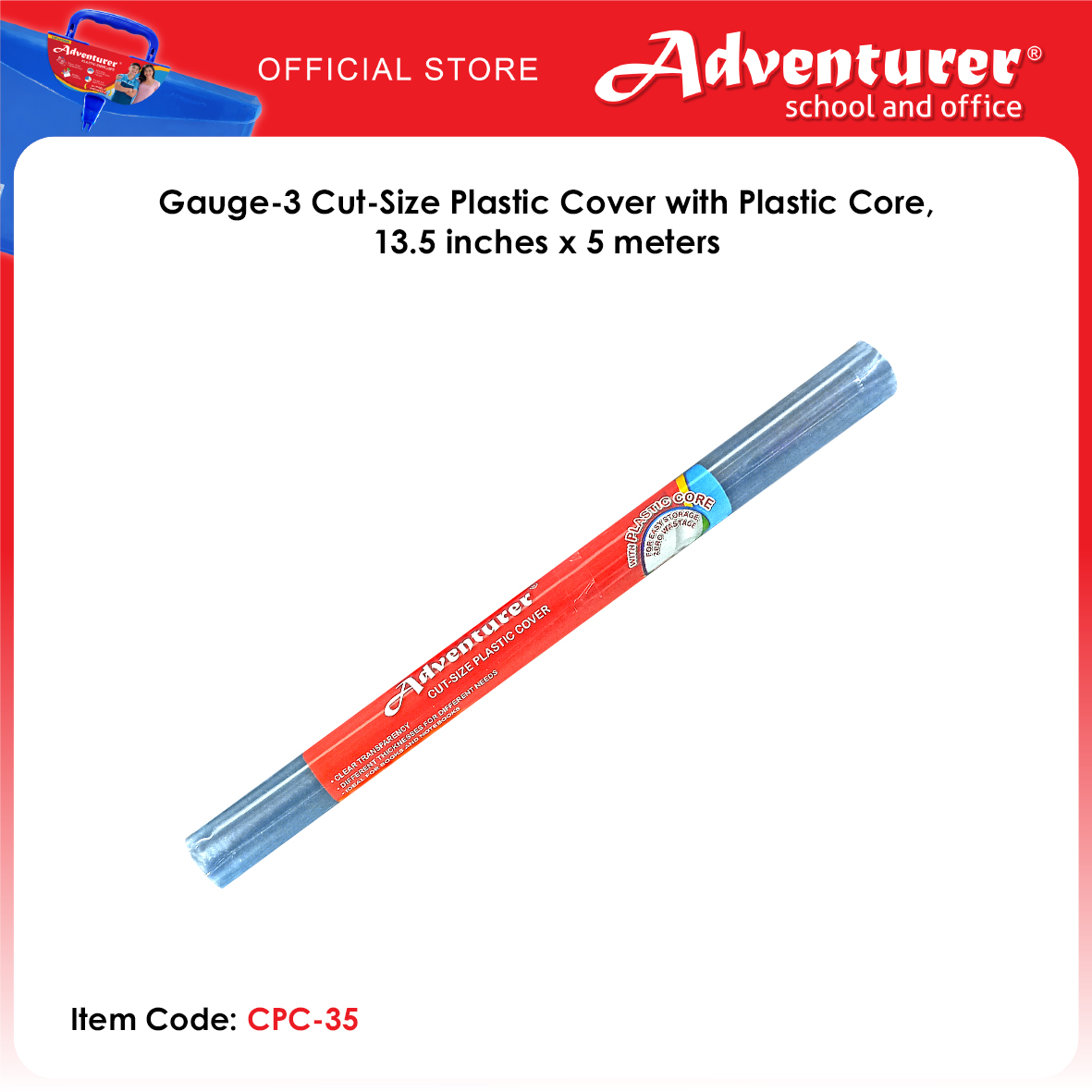 Adventurer Gauge-3 Cut-Size Plastic Cover with Plastic Core 13.5 inches x 5 meters