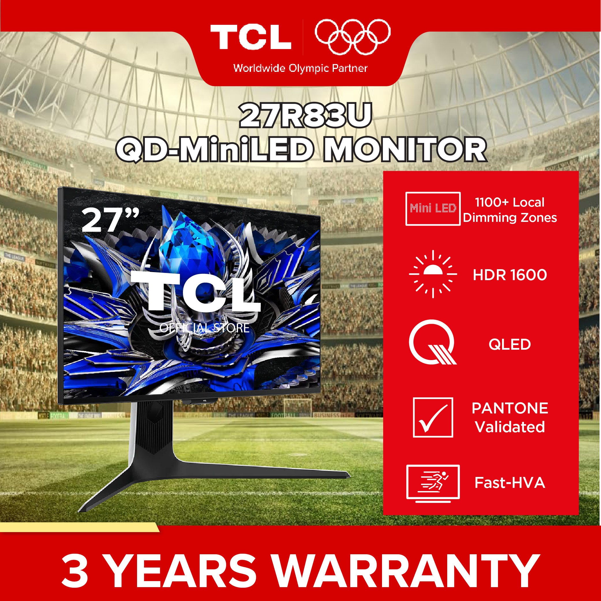 TCL QD-Mini LED Gaming Monitor 34R83Q | HDR 1600 | 1100+ Local 