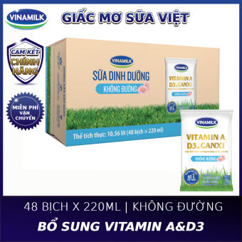 Thùng 48 Bịch Sữa tiệt trùng Vinamilk không đường 220ml