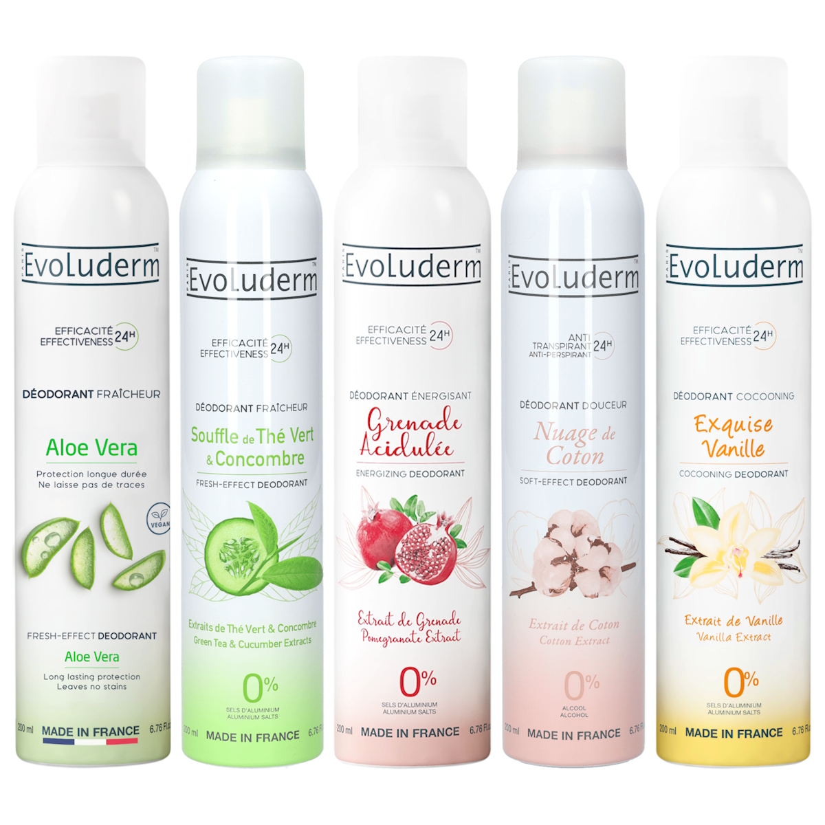 Déodorant Evoluderm Anti-traces Blanches & Jaunes - Flacon De 200 Ml - Neuf Et Scellé
