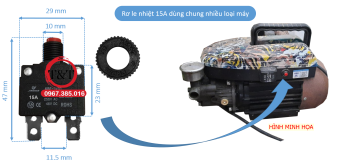 Rơ ne nhiệt MÁY RỬA XE công tắc Nhiệt máy rửa xe gia đình rơ le nhiệt 15A 15a công tắc nhiệt 15A