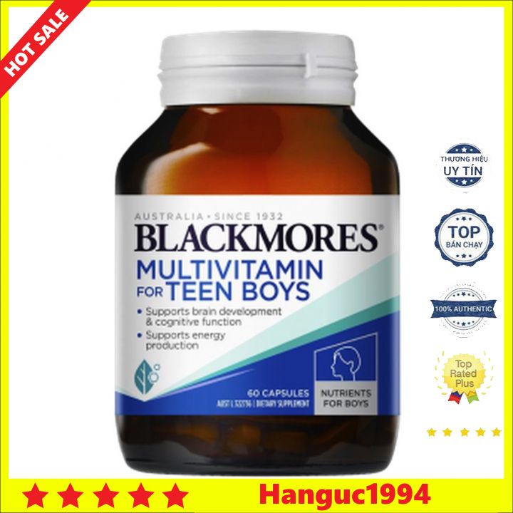 Vitamin Tổng Hợp Cho Bé Trai Blackmores Multivitamin For Teen Boys Úc 60 Viên (12Y+)