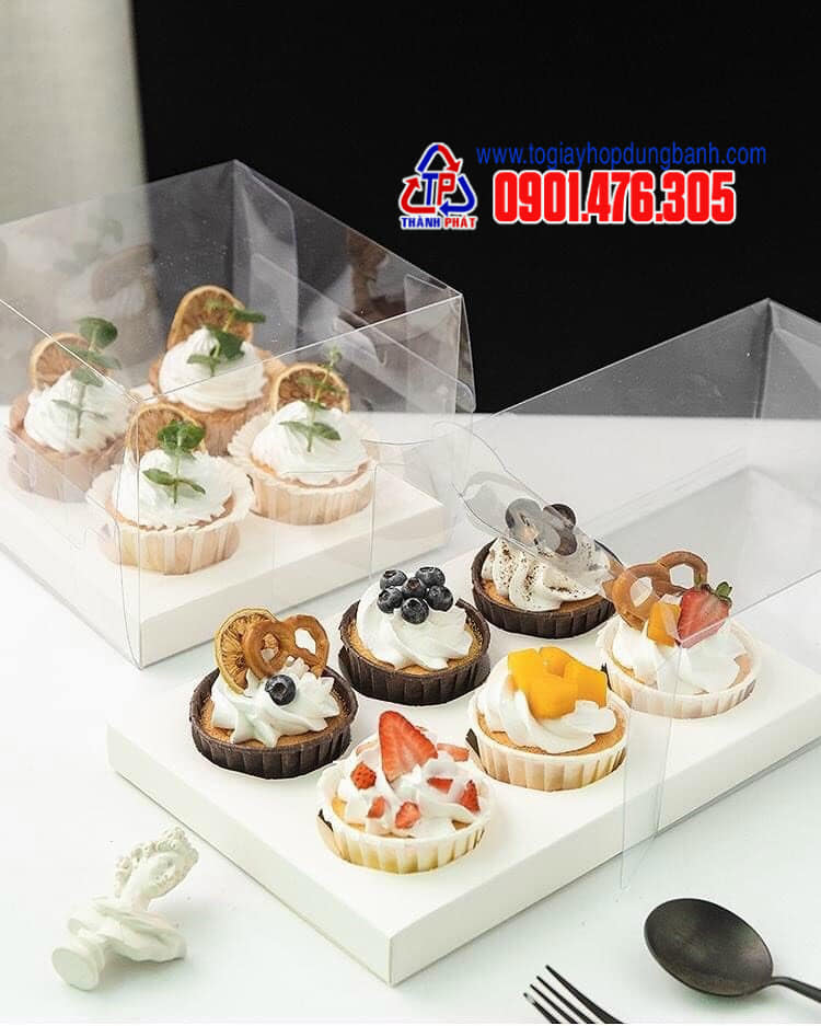 10 Hộp đựng cupcake mặt kính trong suốt, xinh xắn làm quà tặng - hộp cupcake nhưa mica trong suốt đựng bánh mang đi - hộp đựng bánh sinh nhật đẹp