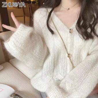XIYUYI | Hàn Quốc phiên bản của dệt kim áo len trắng mềm phong cách lười biếng lỏng tất cả các dịp thời trang dệt kim áo len | cắt cardigan | Tops đối với phụ nữ | Cardigan
