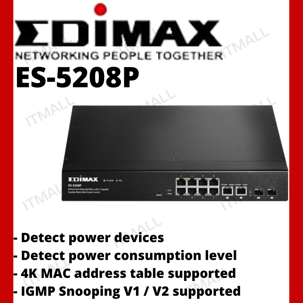 8-Port Gigabit PoE+ with 2 SFP Slots Web Smart Switch - EDIMAX