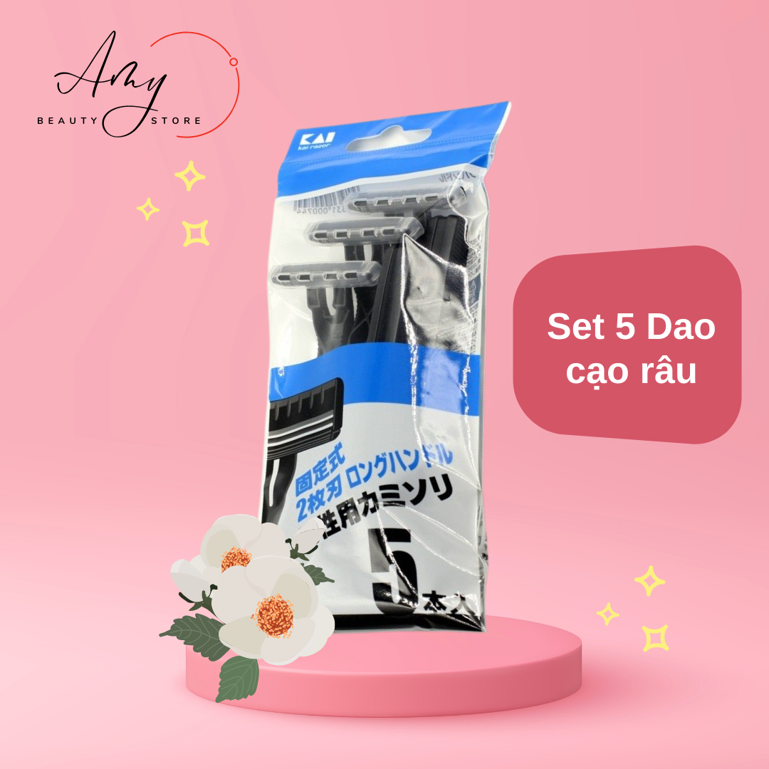 Set 5 dao cạo râu 2 lưỡi kép thân nhựa màu đen có nắp nhựa bảo vệ - 5p luf-5p - amy beauty store 4901331000744