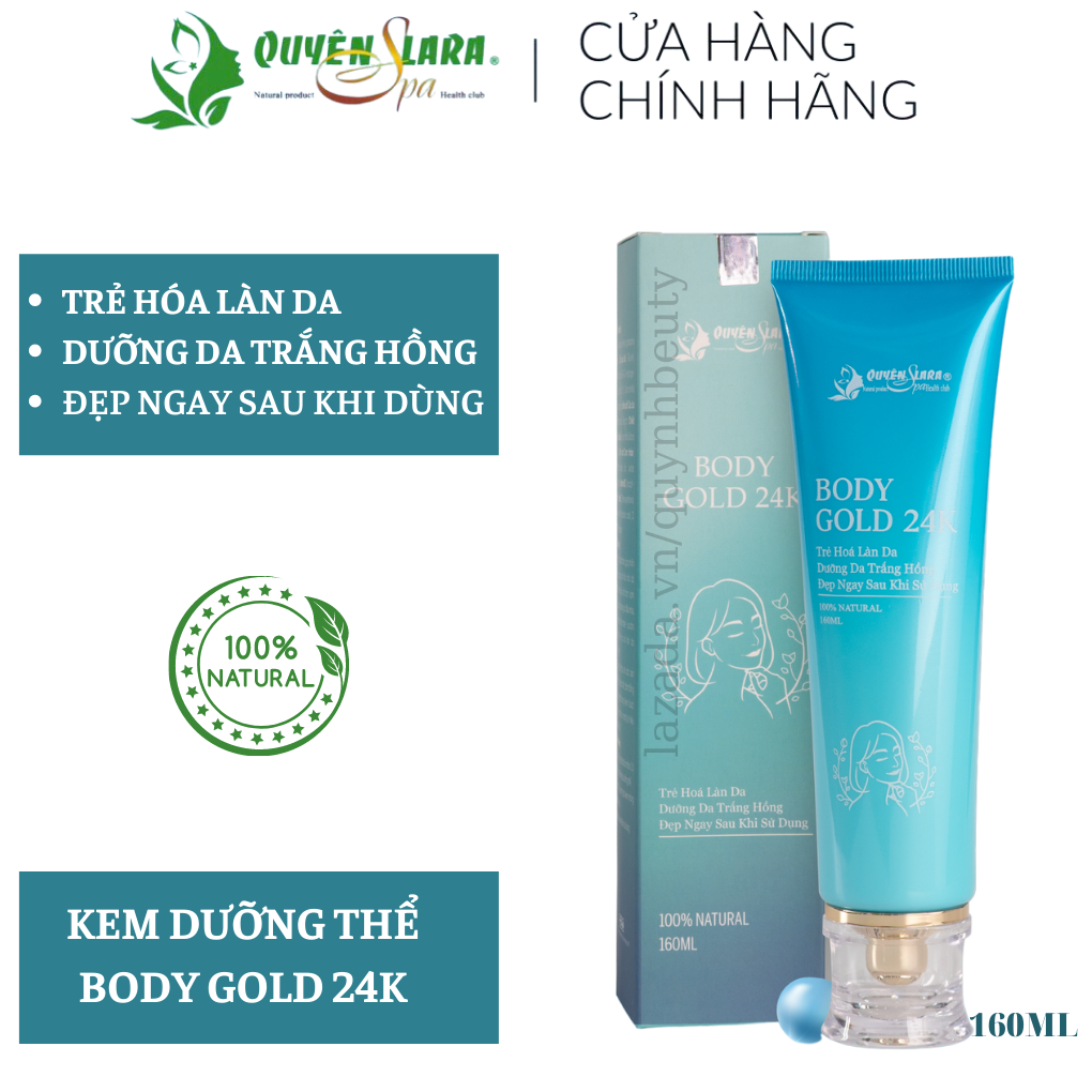 Kem Dưỡng Thể Trắng Da Nâng Tone Tức Thì Body Gold 24k Quyên Lara 200ml