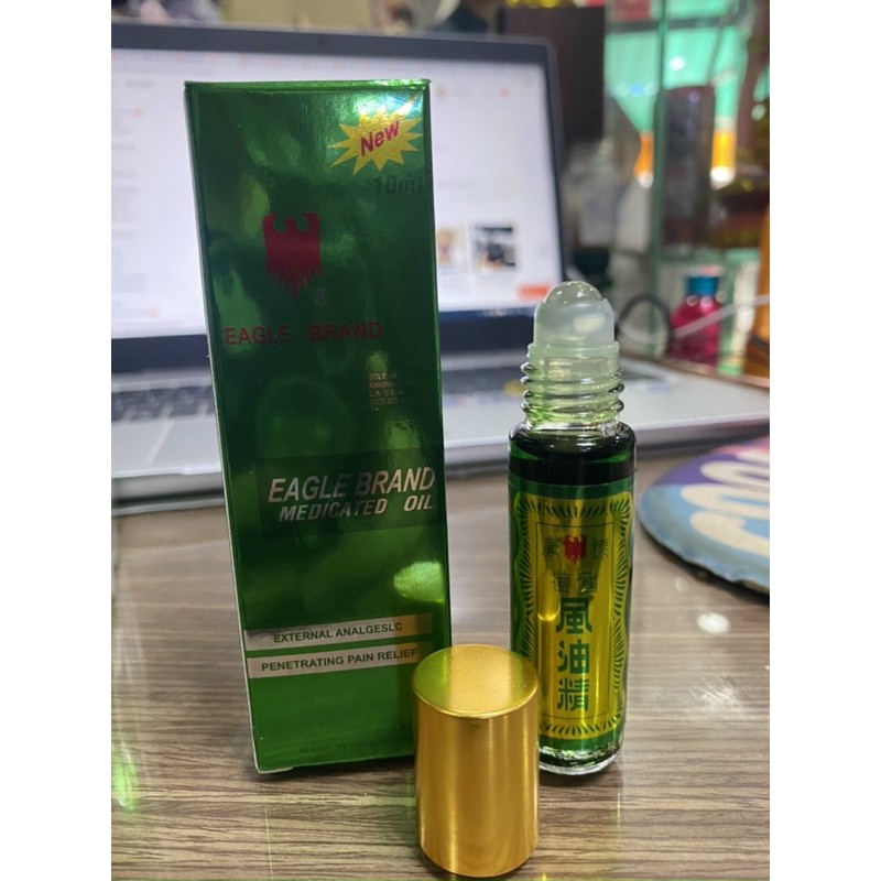 Dầu gió Dạng lăn Con ó Vàng Singapore Eagle Brand Medicated Oil 12ml Singapore - Xanh