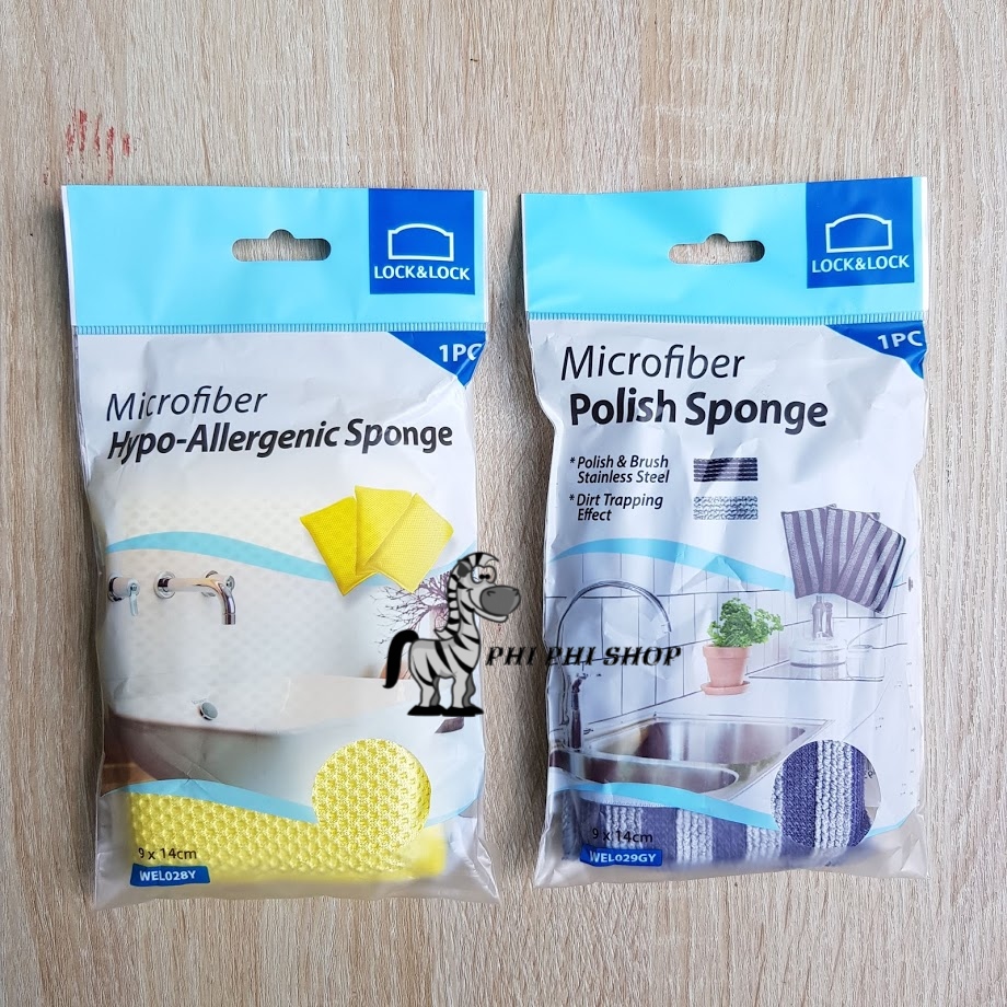 Miếng rửa chén lock&lock microfiber chùi rửa đa năng wel028 wel029