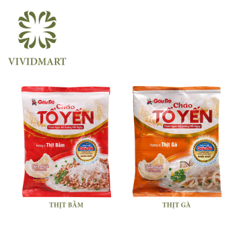 CHÁO TỔ YẾN GẤU ĐỎ VỊ THỊT BẰM, THỊT GÀ - GÓI 50G - GẤU ĐỎ