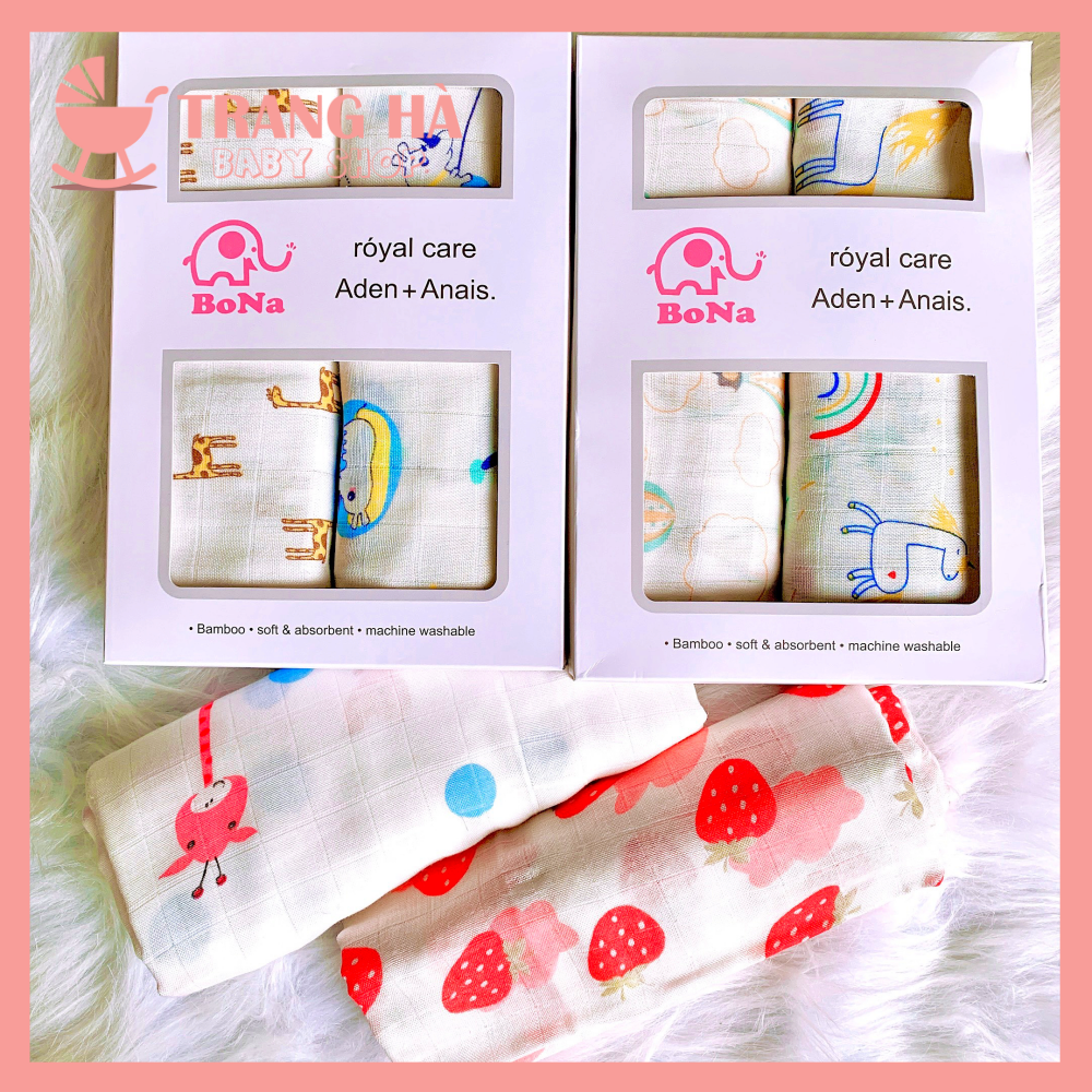 Hộp 2 khăn tắm đa năng aden & anais sợi tre cao cấp siêu mềm mịn cho bé