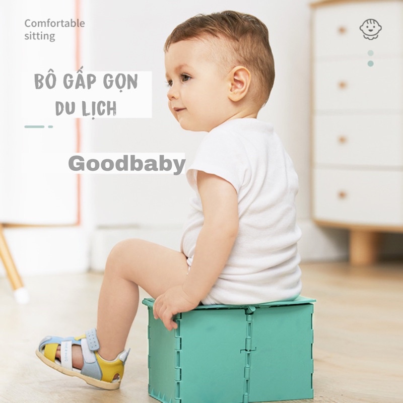 Bô vệ sinh em bé, Bô gấp gọn du lịch cho bé 2 trong 1 , Có thể đựng rác trên ô tô,  chịu tải 50KG