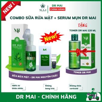 Dr Mai, Combo Sữa Rửa Mặt và Serum Dr Mai nguyên chất giúp sạch mụn mờ thâm thu nhỏ lỗ chân lông