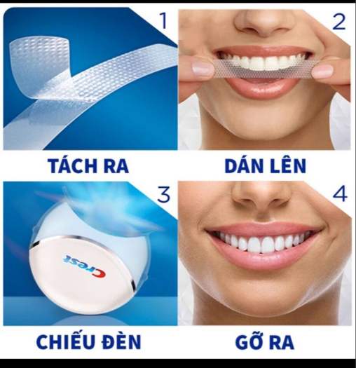 Miếng Dán Trắng Răng Crest 3D White Siêu Trắng kèm Đèn Led Ánh Sáng Xanh