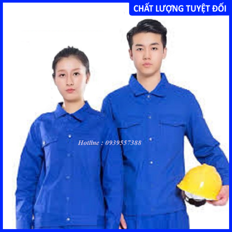 Đồng phục bảo hộ lao động vải kaki loại 1 màu xanh dương,quần áo bảo hộ lao động