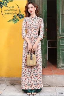 Áo Dài In Hoa 3D Lụa Nhật Siêu Đẹp [Không Kèm Quần]