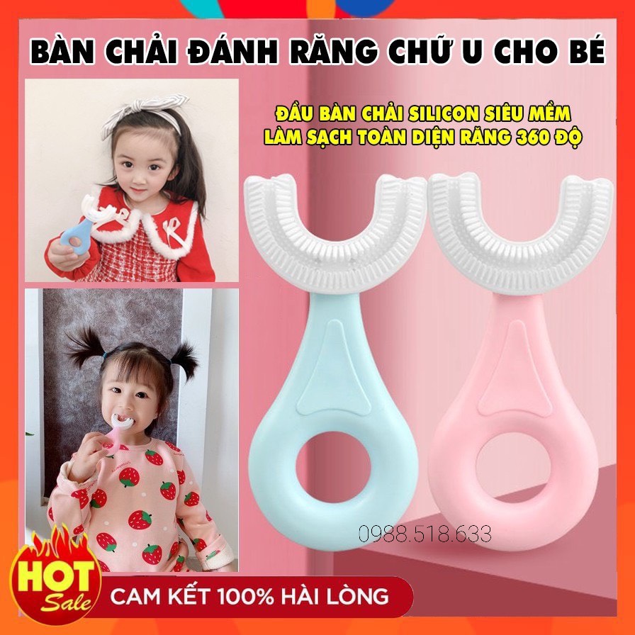 Bàn chải đánh răng cho bé, bàn chải đánh răng chữ u cho bé chất liệu silicon dễ dàng cho bé tập đánh răng cho bé từ 2 - 12 tuổi