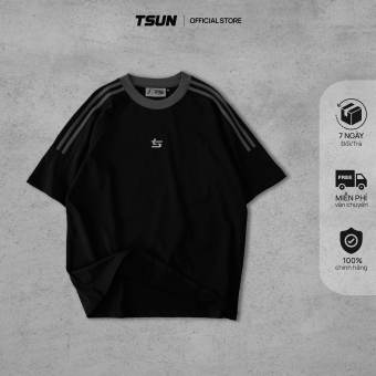Áo Thun TSUN DualLine Tee - Đen - [UNISEX] - Thêu Logo