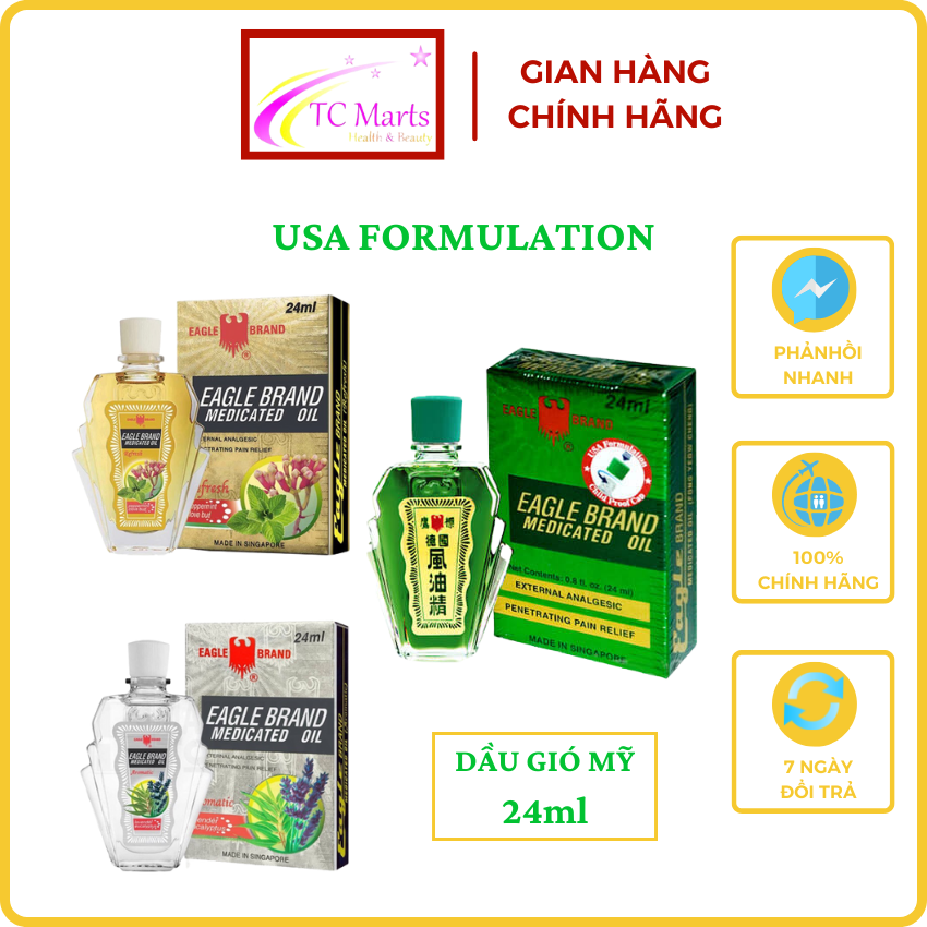 Dầu gió singapore - dầu gió xanh mỹ - dầu gió vàng - dầu gió trắng eagle brand chính hãng - tcmarts