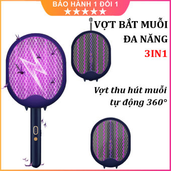Vợt Bắt Muỗi Tự Động Đa Năng 3in1 Cầm Tay, Treo Tường, Dựng Đứng Thế Hệ Mới, Thiết Kế Ba Lớp Lưới Khiến Muỗi Không Thể Trốn Thoát, An Toàn Tuyệt Đối Cho Người Dùng, Giúp Gia Đình Bạn Có Giấc Ngủ Ngon