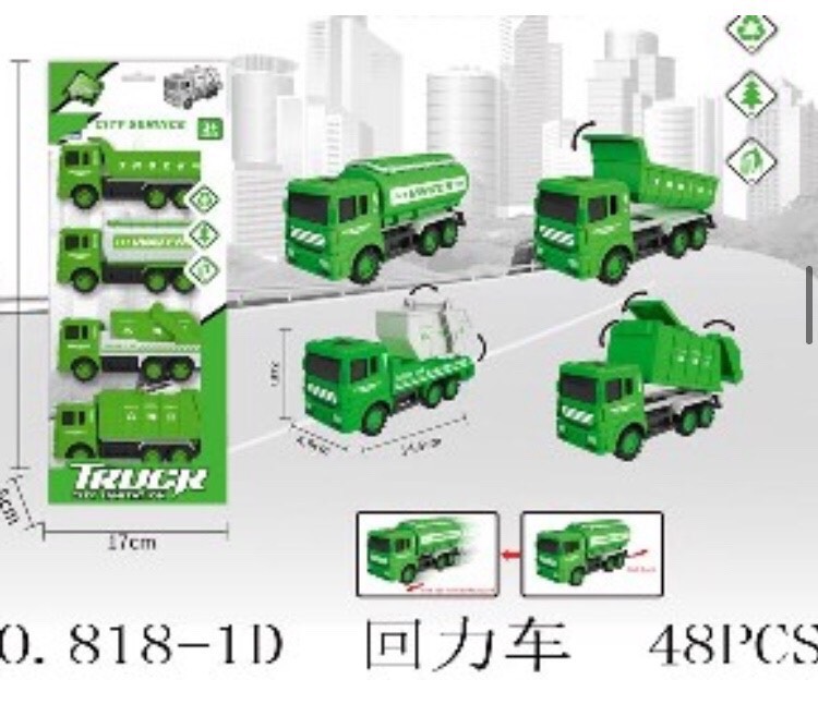 Đồ chơi xe công trình hốt rác trớn 4c ben bồn hốt rác , 818-1A