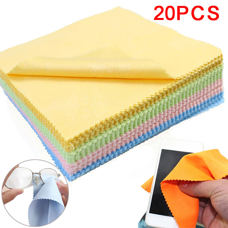 20 Miếng Vải Lau Kính Vi Sợi Dụng Cụ Lau Kính Mắt Di Động Phụ Kiện Ống Kính Mắt Khăn Lau Màn Hình Điện Thoại Màu Ngẫu Nhiên